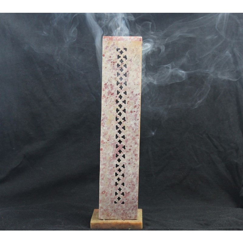 Soap Stone Carved Incense Tower square 10\" x 3\"
