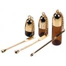 Snuff bottle with gold spoon & chain- large