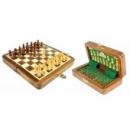 Magnetic Wooden Travel Chess Set With Green Velvet Inlay 12cm