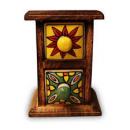 Upright Wooden Box With Hand Painted Ceramic Drawers