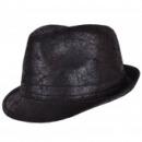 Broken Effect PVC Black Trilby Hat