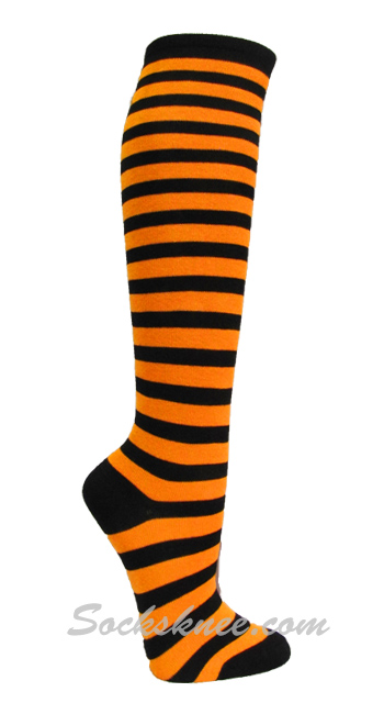 orange and black knee high socks