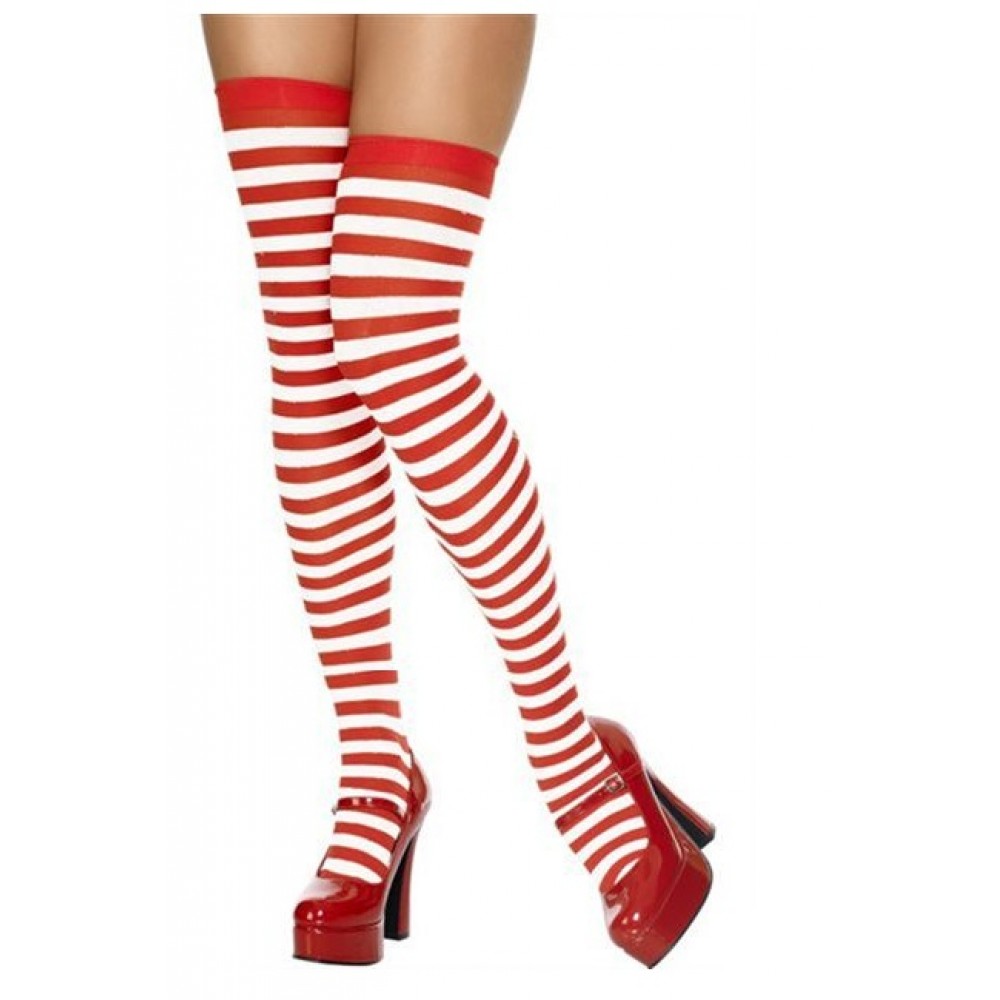 red white over the knee socks