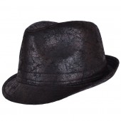 Broken Effect PVC Black Trilby Hat
